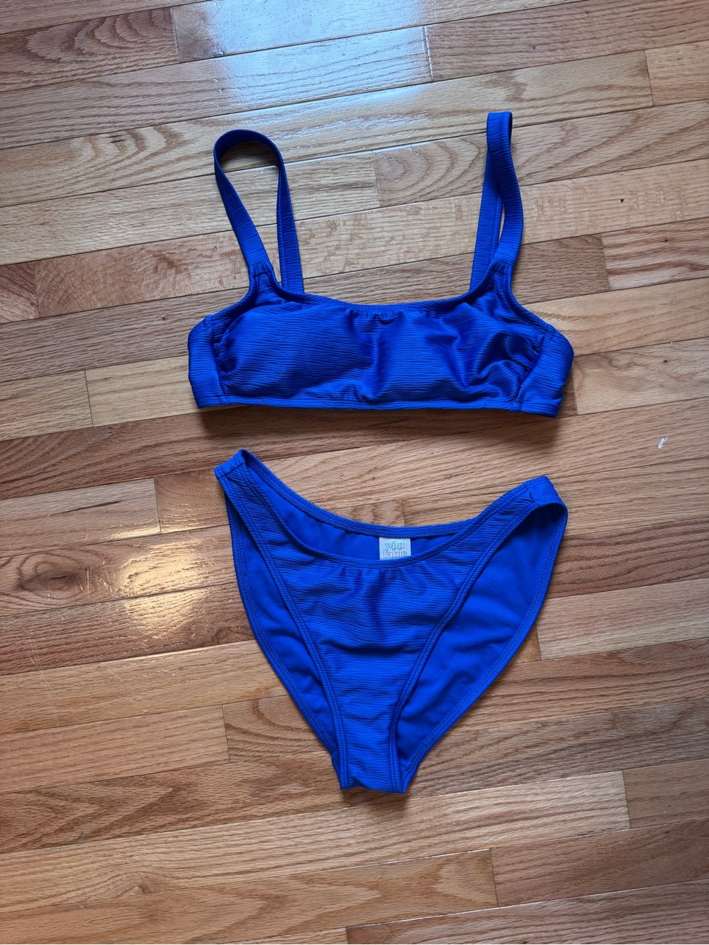 wild fable Royal Blue Ribbed Bikini Set